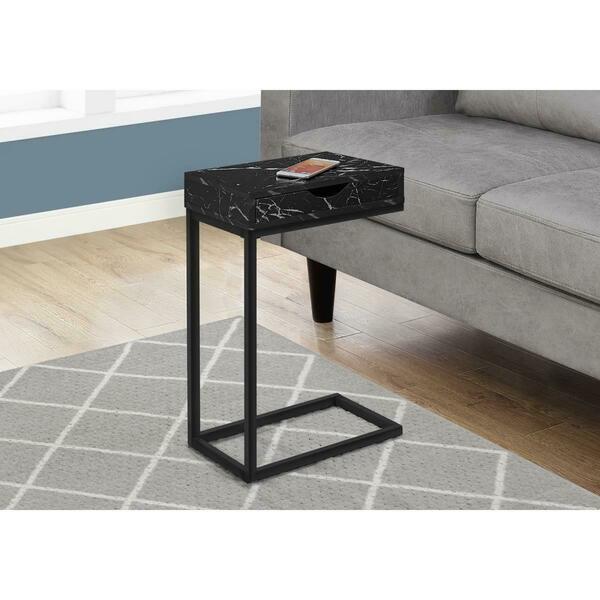 Clean Choice Accent Table with A Drawer, Black - Marble & Black Metal CL3061502